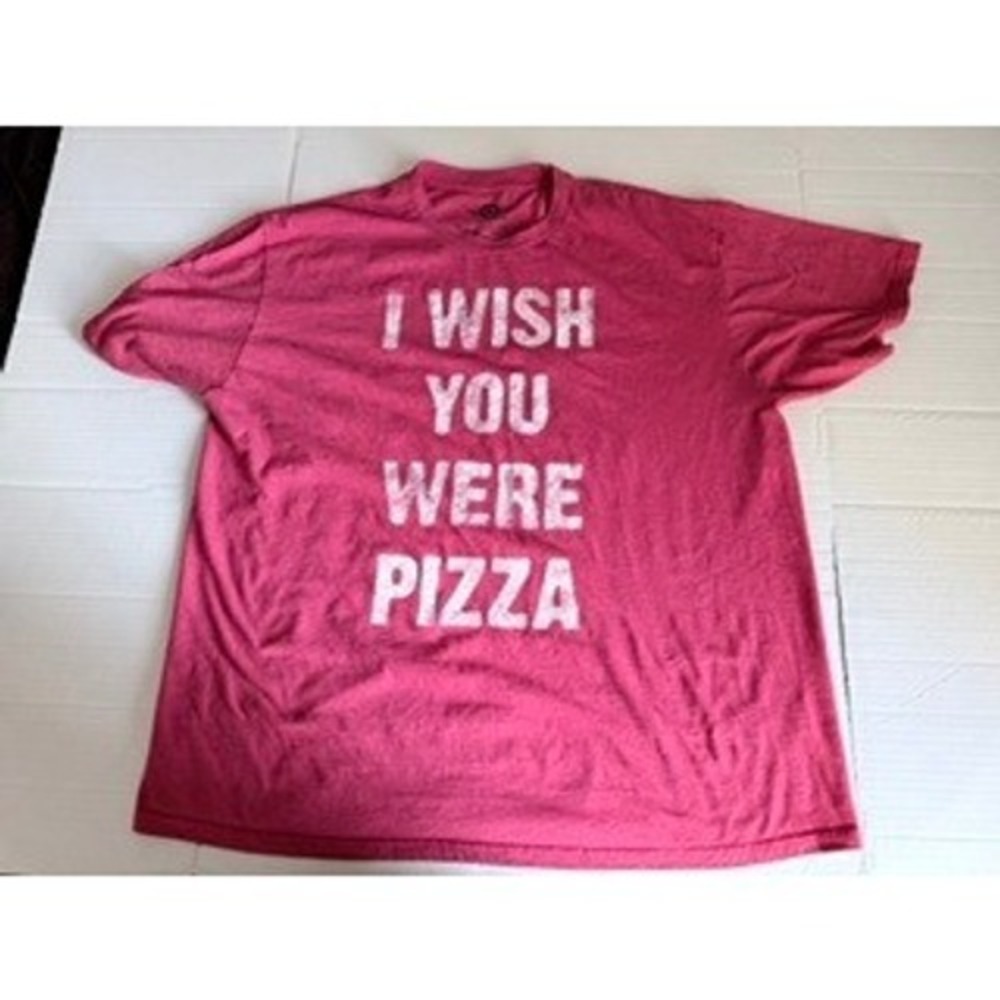 Mad Engine Mens I Wish You Were Pizza Graphic T-Shirt Red Heather XXL